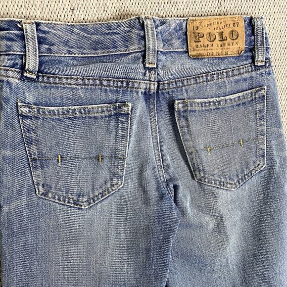 Vtg Polo‎ Ralph Lauren Jeans Youth 10 26X26 Blue Distressed Slim Straight 381 - Picture 9 of 13